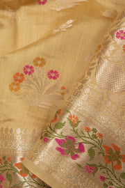 Blonde Yellow Handloom Banarasi Chiniya Silk Saree 10065485