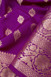Violet Handloom Banarasi Chiniya Silk Saree 10065486