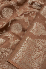 Tortilla Brown Handloom Banarasi Chiniya Silk Saree 10065487