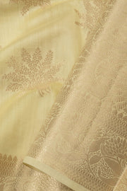 Cream Handloom Banarasi Chiniya Silk Saree 10065488