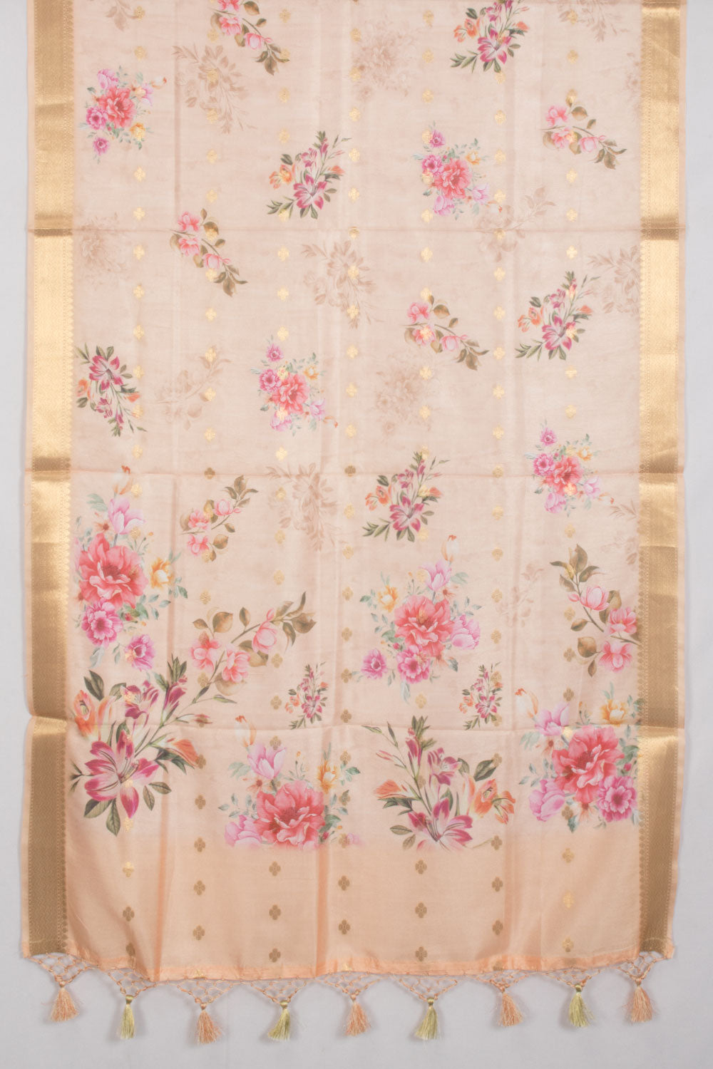 Peach 3-piece Banarasi Silk Salwar Suit Material - Avishya