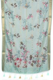 Powder Blue 3-piece Banarasi Silk Salwar Suit Material With Printed Dupatta 10065496