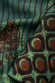 Blue Vanaspathi Hand block Printed Modal Silk Cotton Saree - Avishya