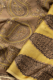 Brown Vanaspathi Hand block Printed Modal Silk Cotton Saree  - Avishya