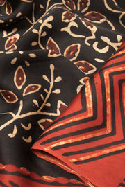 Black Vanaspathi Hand block Printed Modal Silk Cotton Saree - Avishya