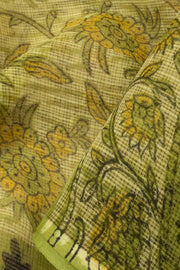 Green Vanaspathi Hand block Printed Kota Cotton saree - Avishya