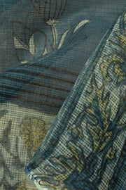 Blue Vanaspathi Hand block Printed Kota Cotton saree - Avishya