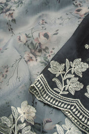 Grey Embroidered Organza Saree - Avishya