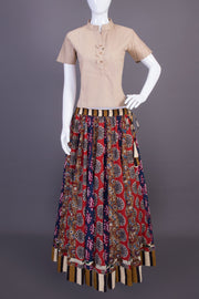 Multi Colour Hand Block Printed Cotton Skirt 10065532(Size-36 to 40)-Avishya