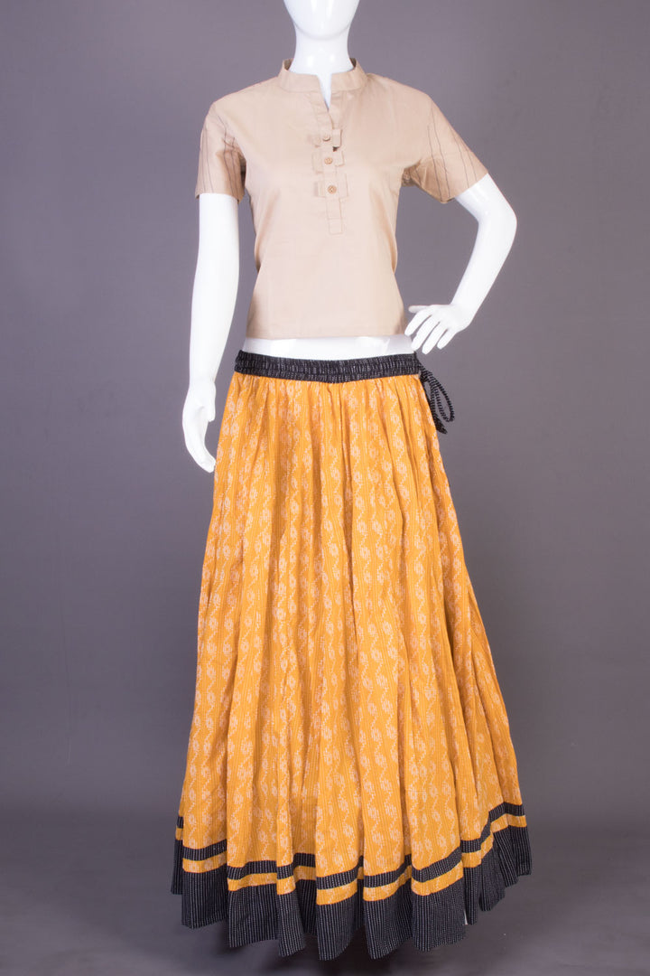 Orange Hand Block Printed Cotton Skirt - Avishya