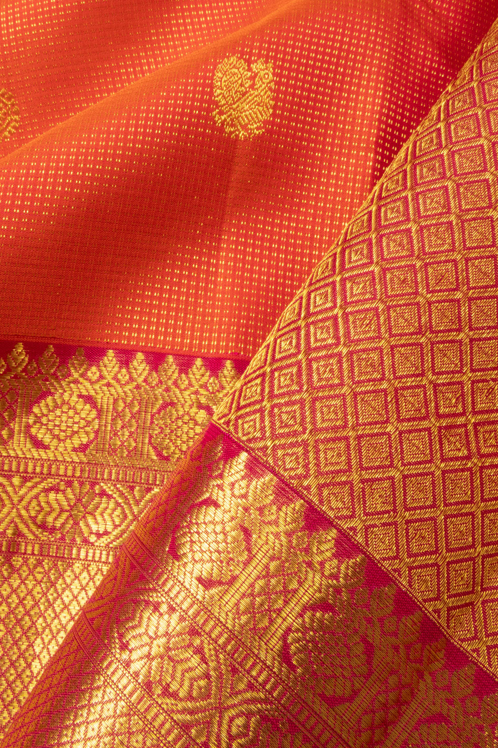 Coral Orange Bridal Kanjivaram Silk Saree -Avishya