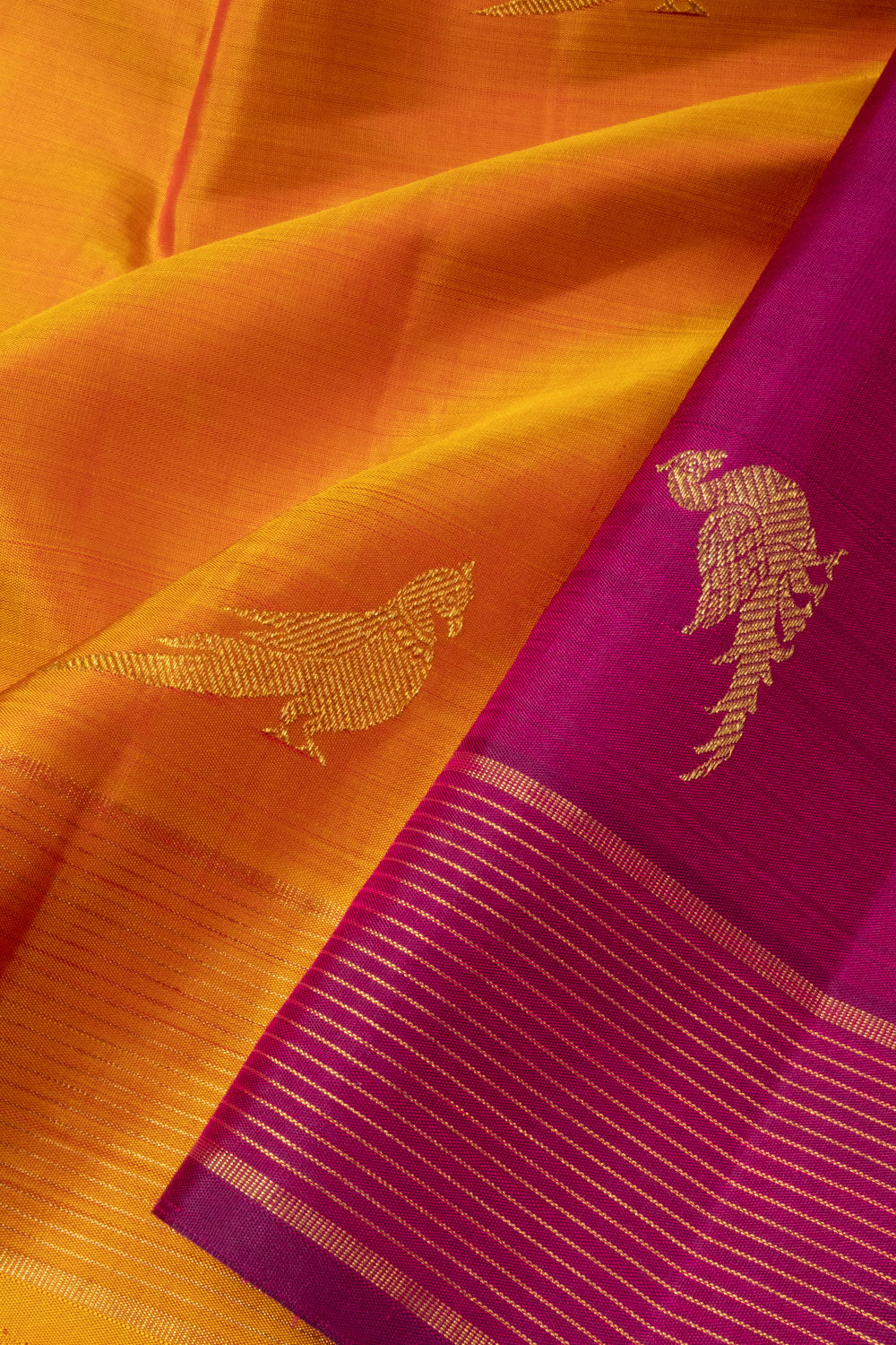 Orange Handloom Kanjivaram Silk Saree - Avishya