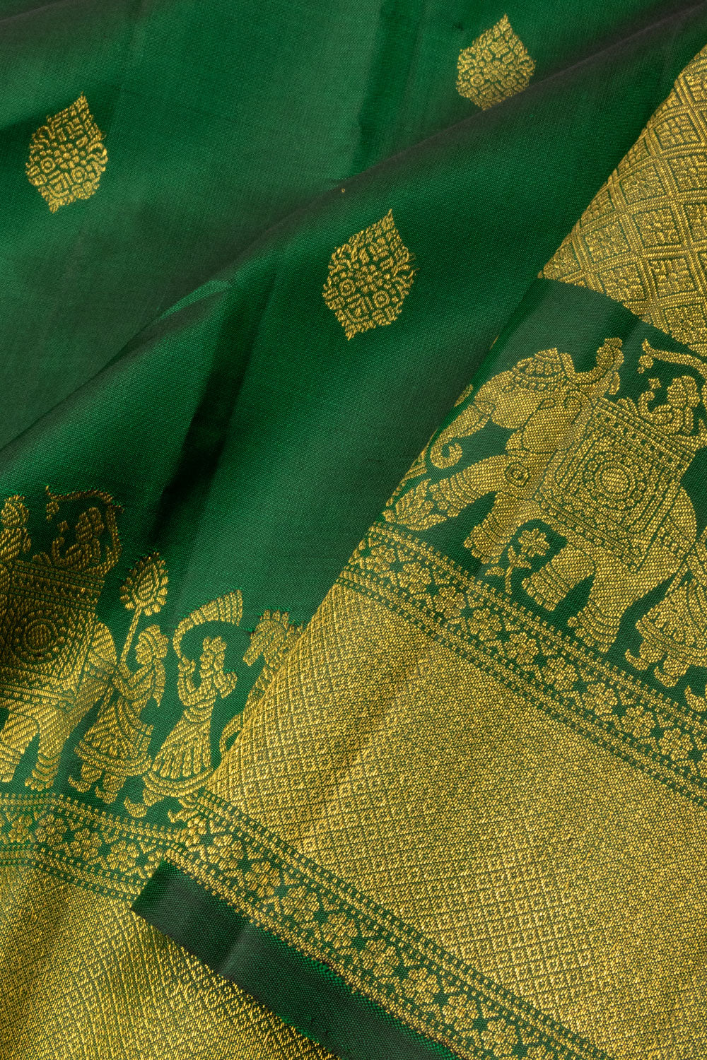 Dark Green Bridal Kanjivaram Silk Saree - Avishya