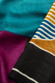  Blue Mulberry Hand Painted Silk Saree - Avishya