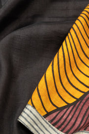  Black Mulberry Hand Painted Silk Saree - Avishya