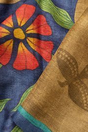 Brown Mulberry Hand Painted Silk Saree - Avishya