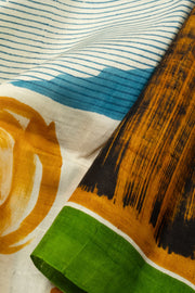 Off White Mulberry Hand Painted Silk Saree - Avishya