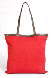 Red Kantha Embroidery Tote Bag - Avishya