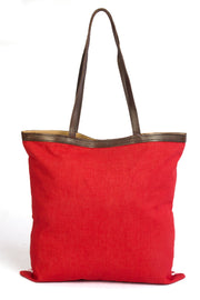Red Kantha Embroidery Tote Bag - Avishya