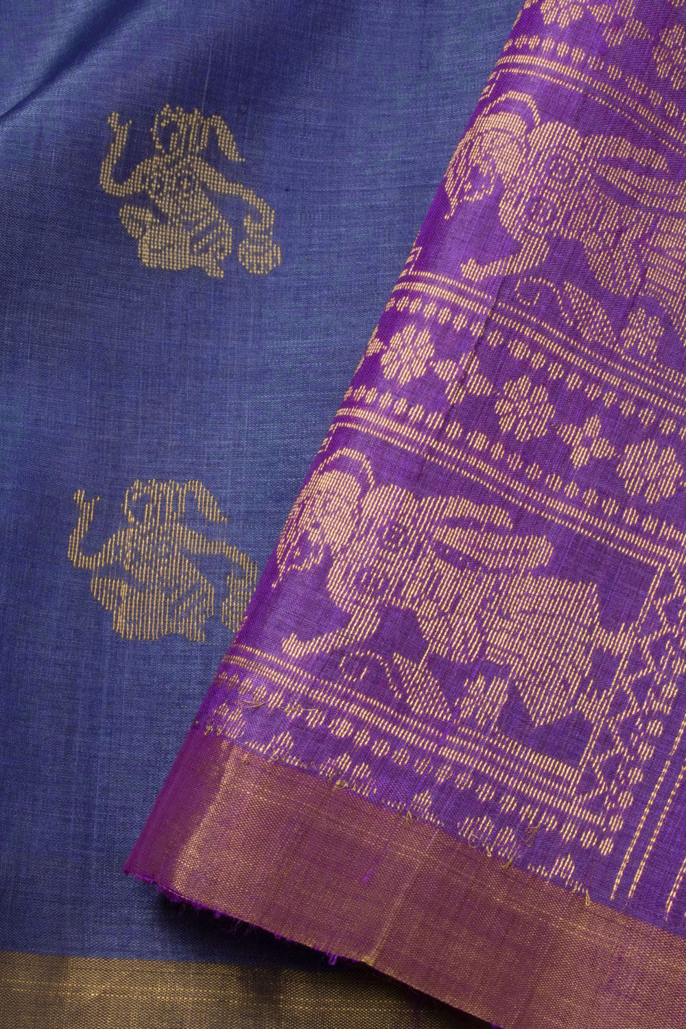 Slate Blue Handloom Kosa silk saree - Avishya