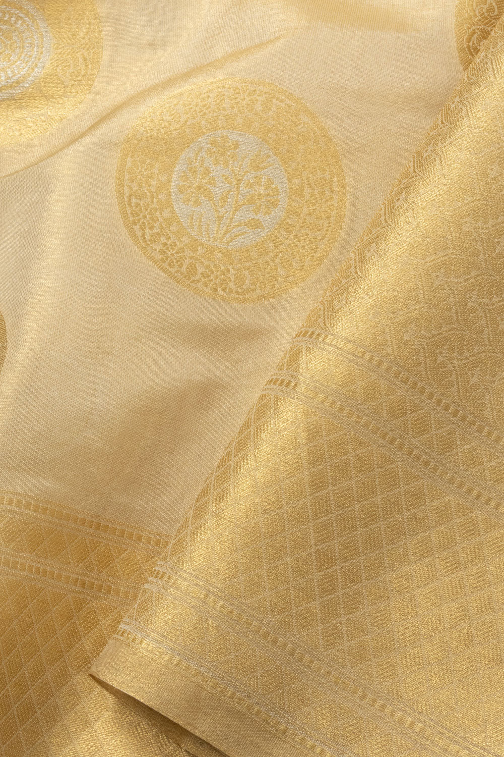 Cream Banarasi Tissue Silk Saree - Avishya