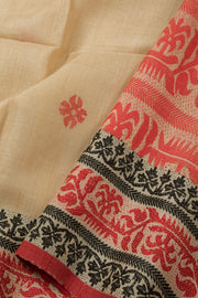 Beige Handloom Jamdani Silk Saree - Avishya