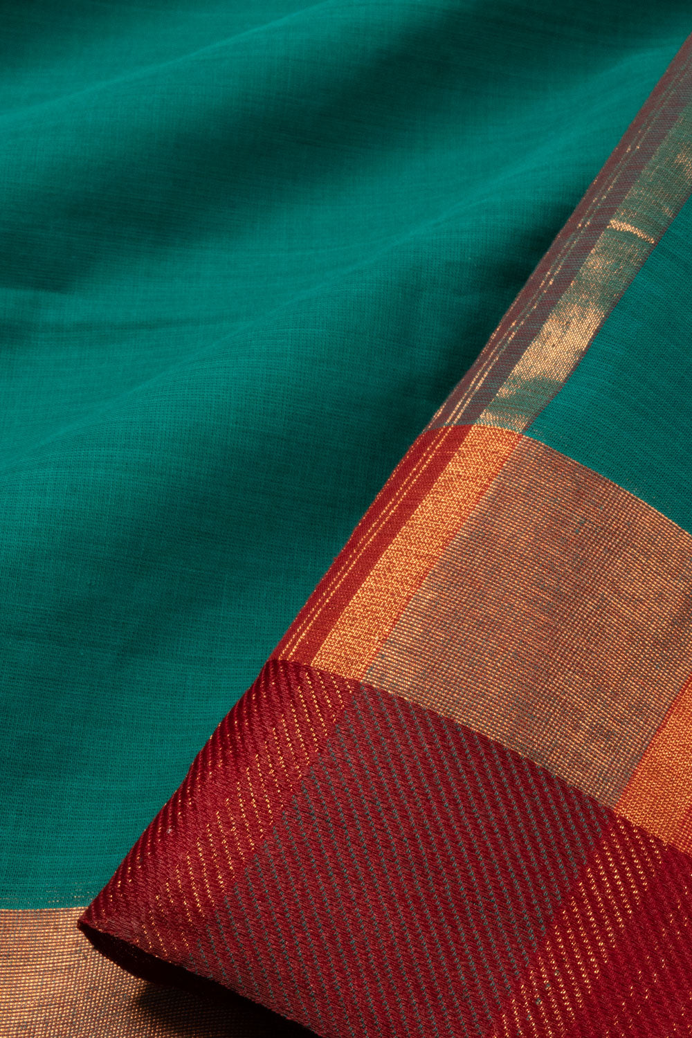 Teal Green Handloom Chettinad Cotton Saree - Avishya