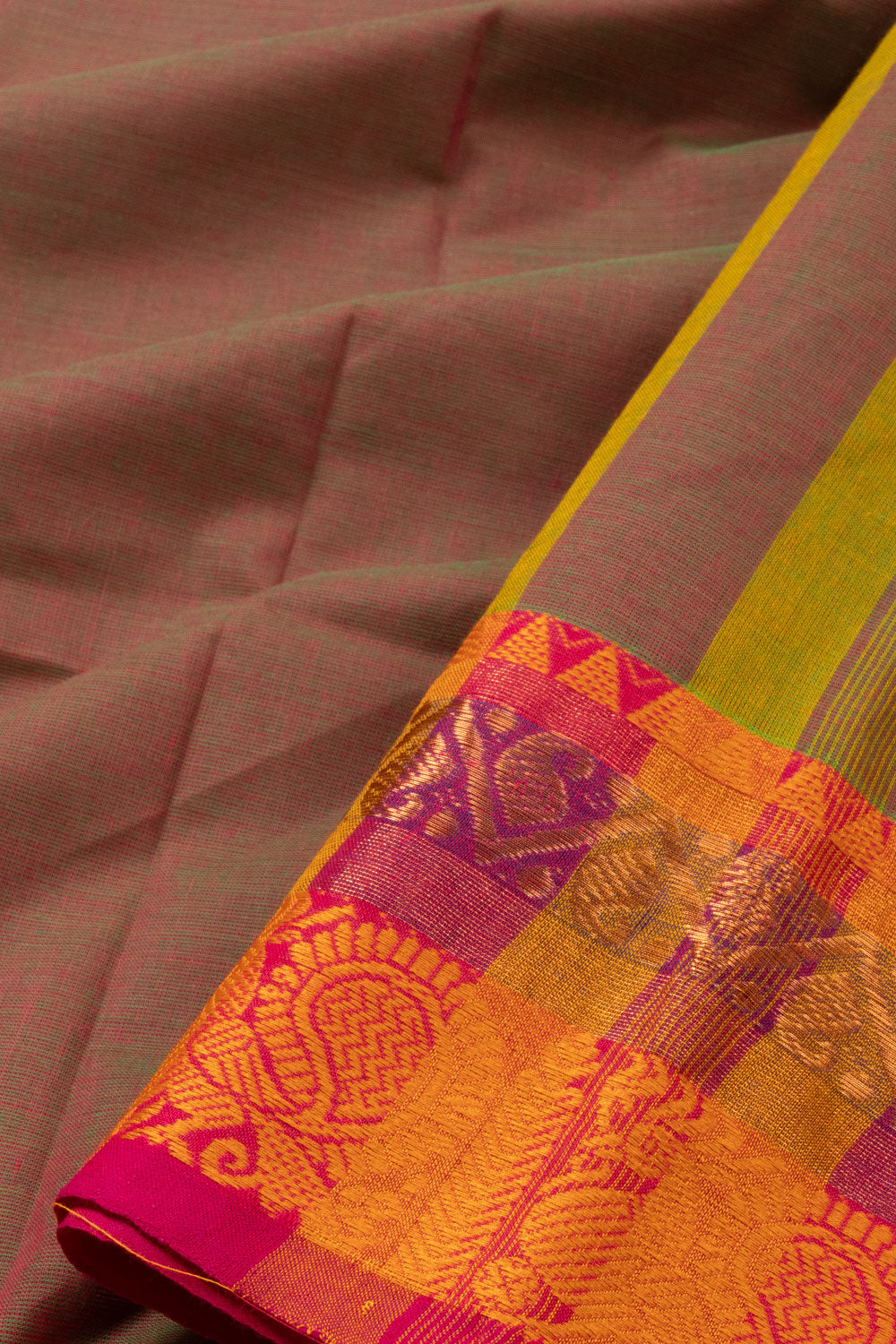 Dual Tone Handloom Chettinad Cotton Saree - Avishya