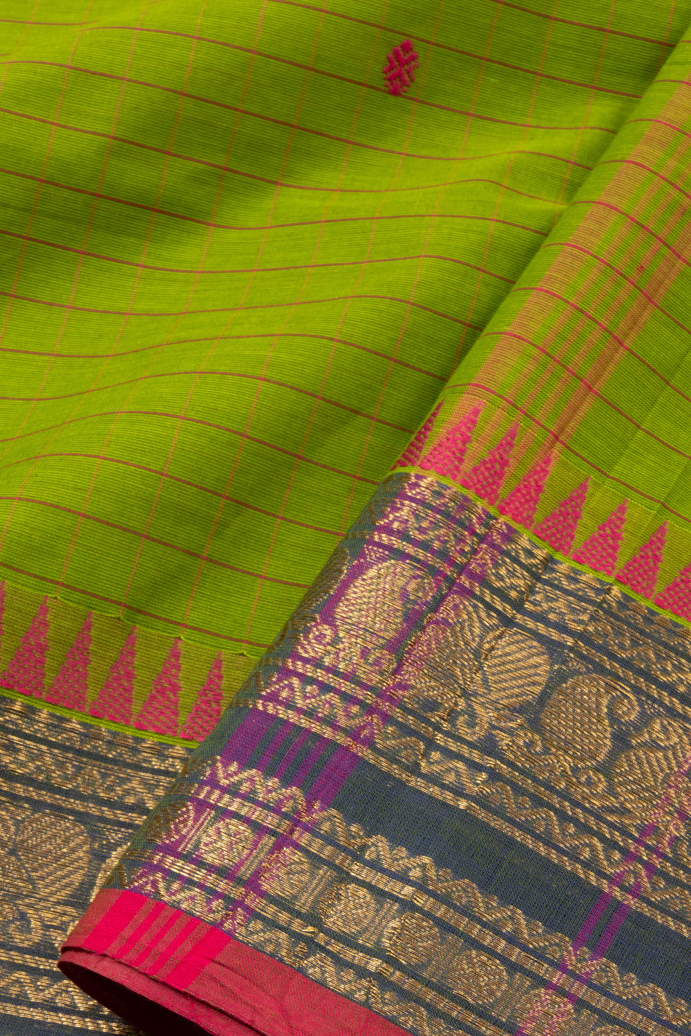 Green Handloom Chettinad Cotton Saree - Avishya