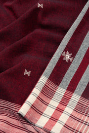 Maroon Handloom Bhujodi Kala Cotton Saree - Avishya