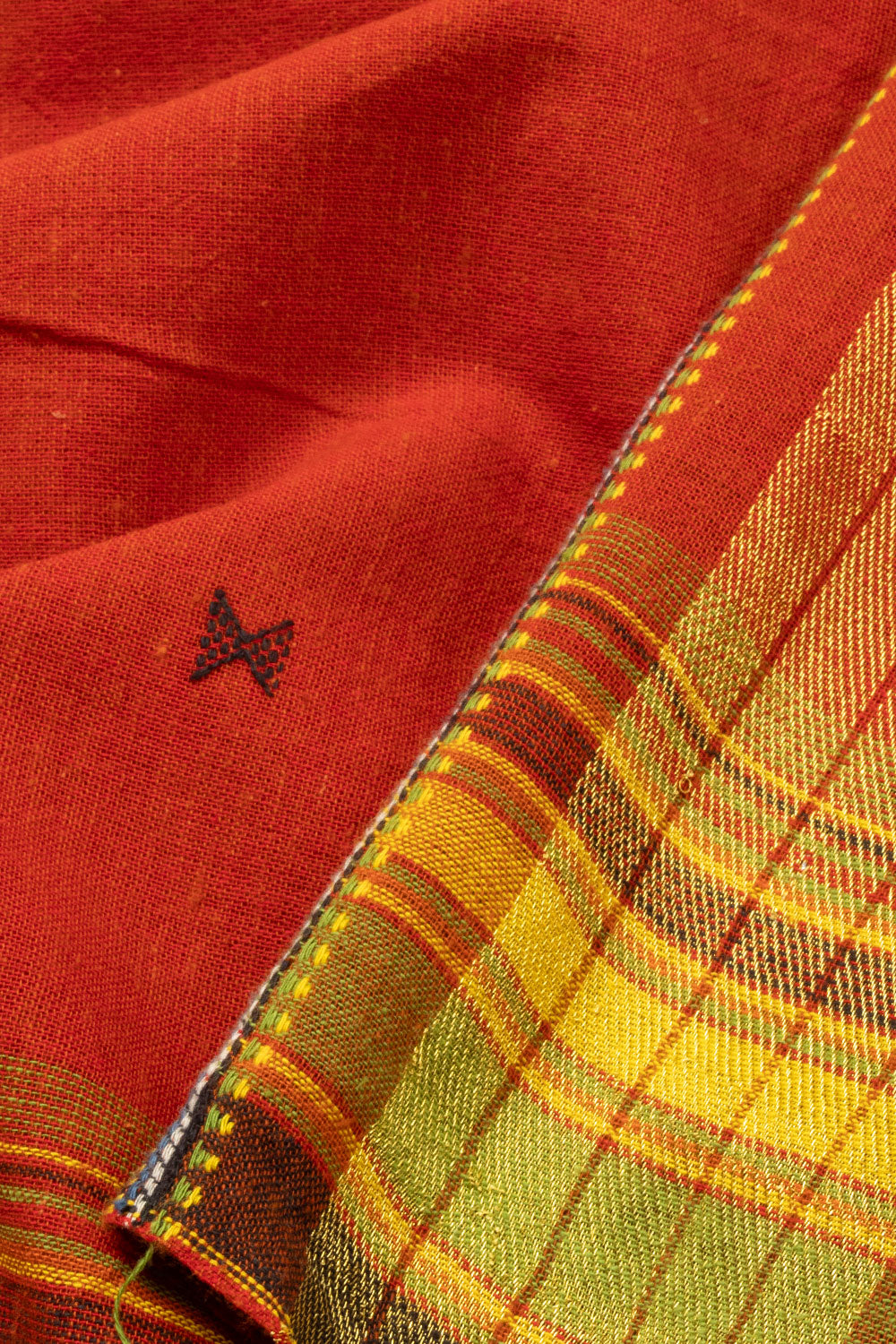 Red Handloom Bhujodi Kala Cotton Saree - Avishya