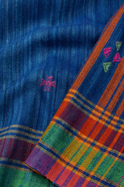 Blue Handloom Bhujodi Kala Cotton Saree - Avishya
