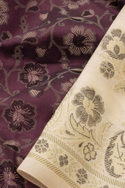 Dark Wine Handloom Himro Silk Cotton Saree - Avishya