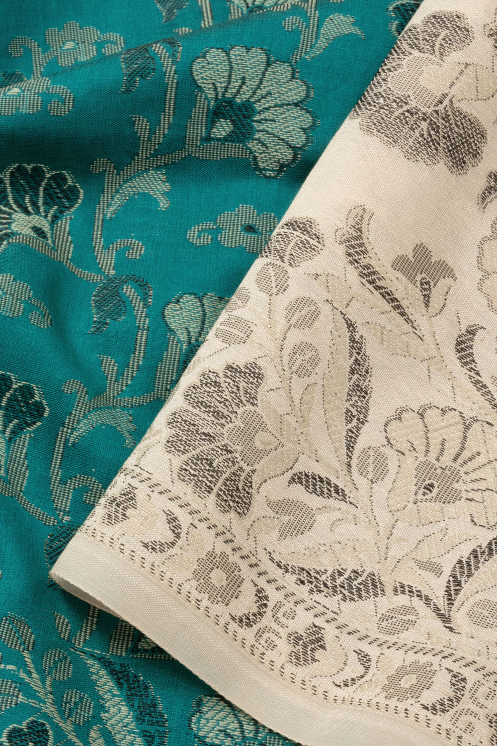 Blue Handloom Himro Silk Cotton Saree - Avishya