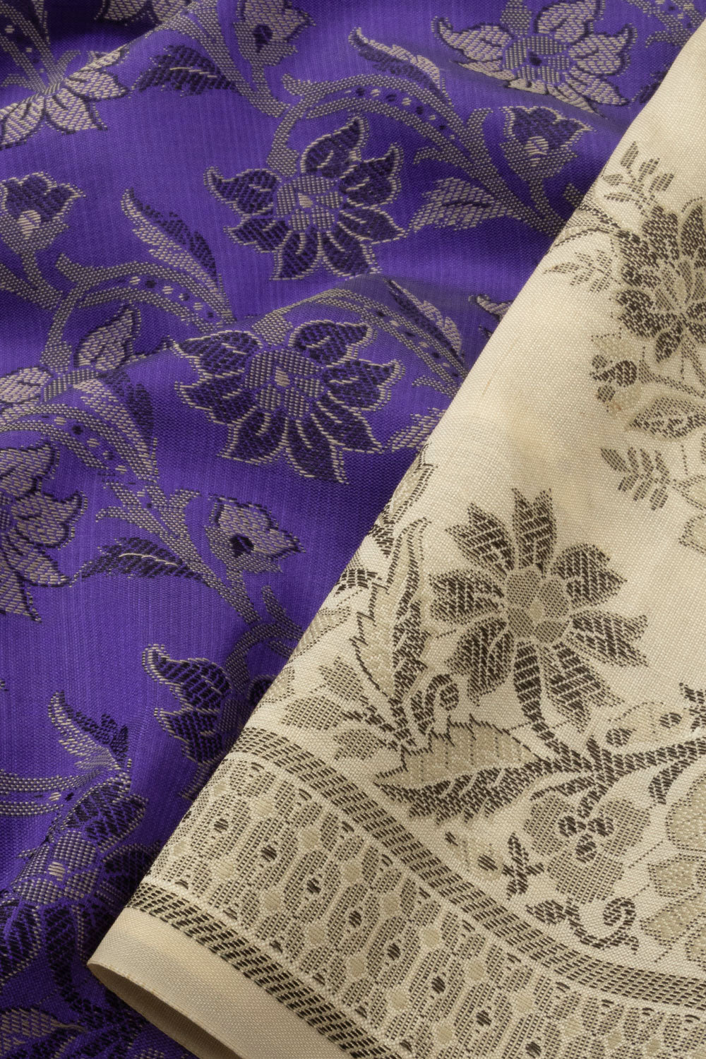 Violet Handloom Himro Silk Cotton Saree - Avishya