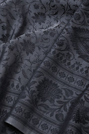 Dark Grey Handloom Himro Silk Saree - Avishya