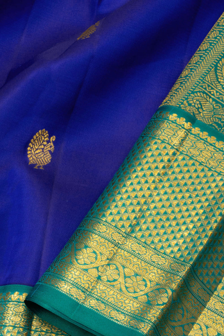 Dark Blue Korvai Kanjivaram Silk Saree 10065801