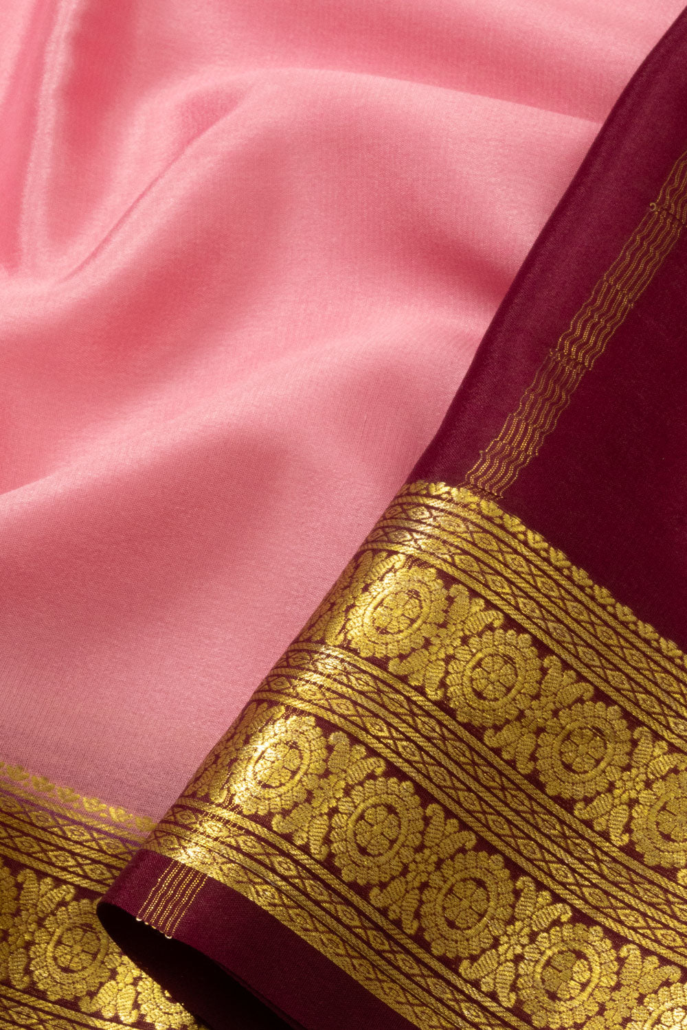 Baby Pink Mysore Crepe Silk Saree - Avishya