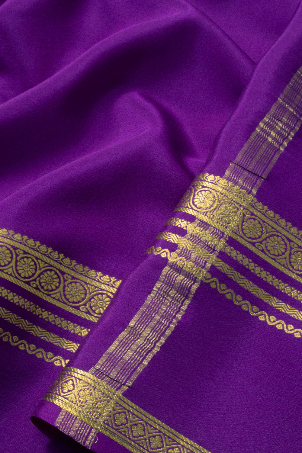 Midnight Purple Mysore Crepe Silk Saree - Avishya