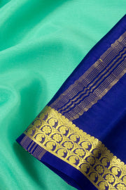 Minted Aqua Green Mysore Crepe Silk Saree With Zari Border 10076677
