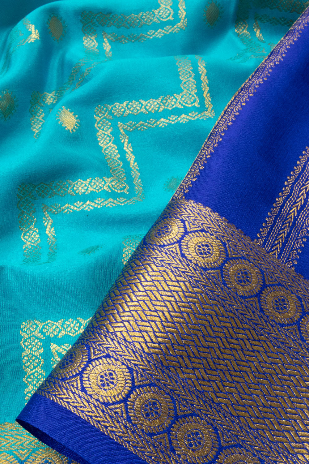 Blue Mysore Crepe Silk Saree - Avishya