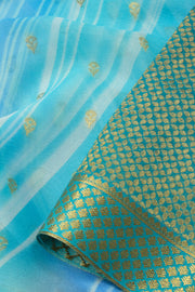 Skyline Blue Mysore Georgette Saree With Floral Butta Design And Zari Border 10076682