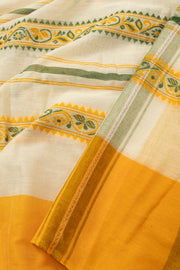 Off White Handloom Dhaniakhali Cotton Saree - Avishya