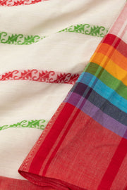 Off White Handloom Dhaniakhali Cotton Saree - Avishya