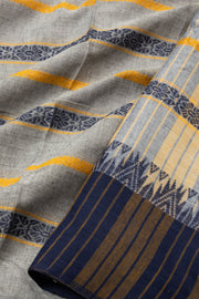 Navy Blue Handloom Dhaniakhali Cotton Saree - Avishya