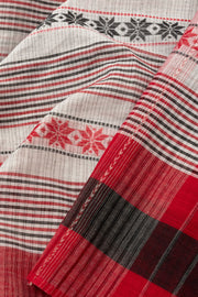 White Handloom Dhaniakhali Cotton Saree - Avishya