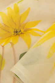 Orange Hand Painted Organza Saree - Avishya