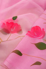 Pink Hand Painted Organza Saree - Avishya