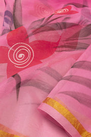Pink Hand Painted Organza Saree - Avishya