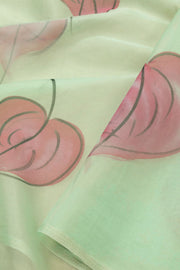 Green Hand Painted Organza Saree - Avishya